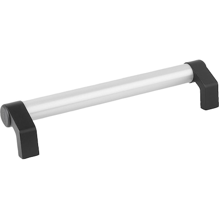 Tubular Handle Angled L=325 Aluminum, Natural Anodized, Comp:Thermoplastic, A=300, D=M08
